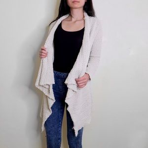 Bobeau off-white Drape Front Cardigan